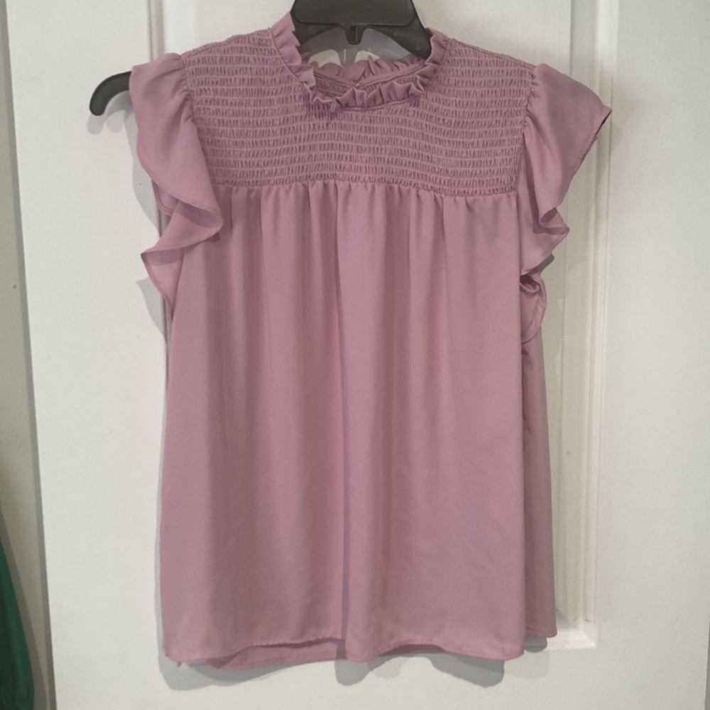 Ann Taylor Petite Lavender/Pink Sleeveless Blouse